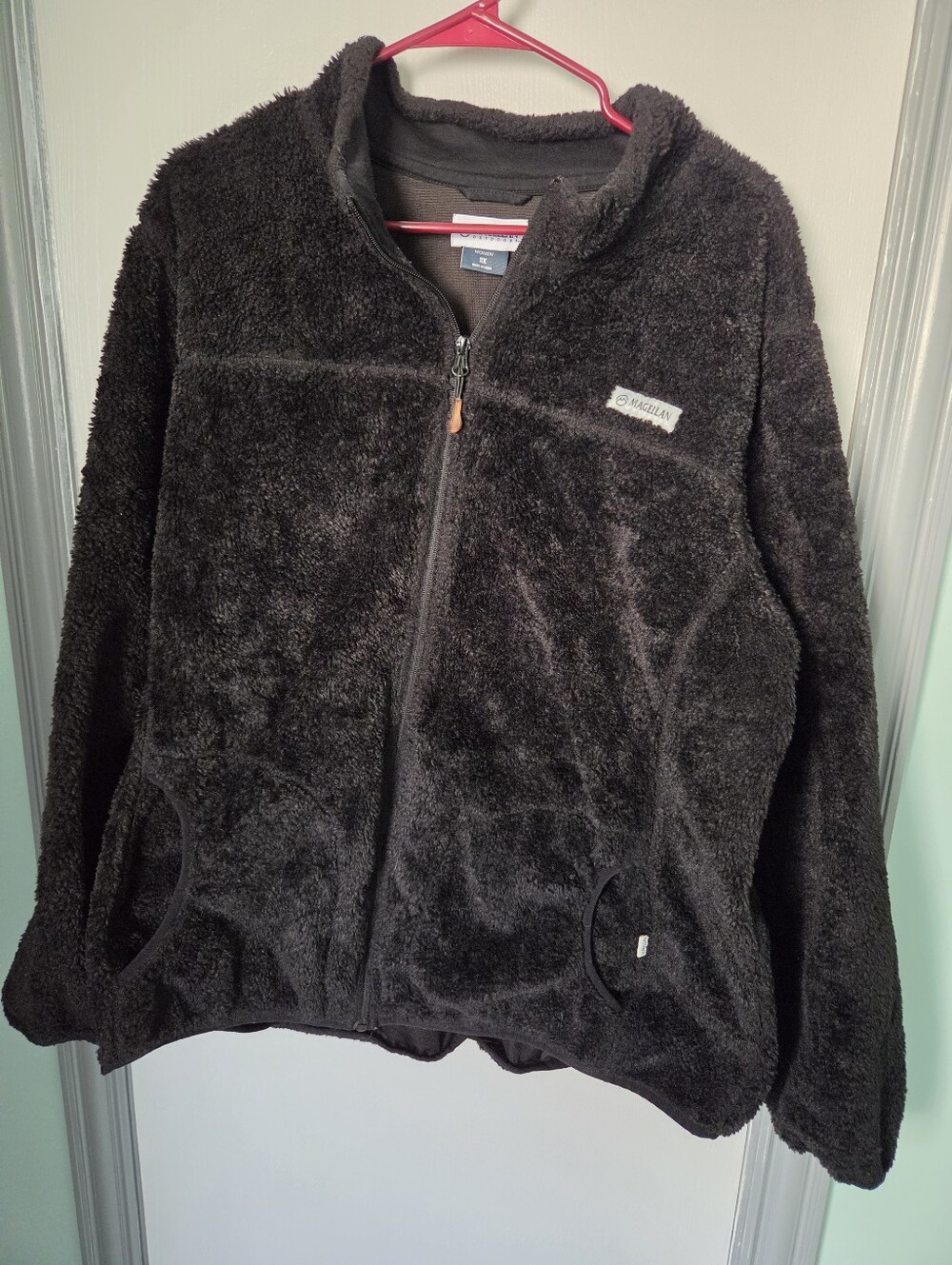2X Magellan Outdoors Black Plush Fleece Full-Zip Jacket